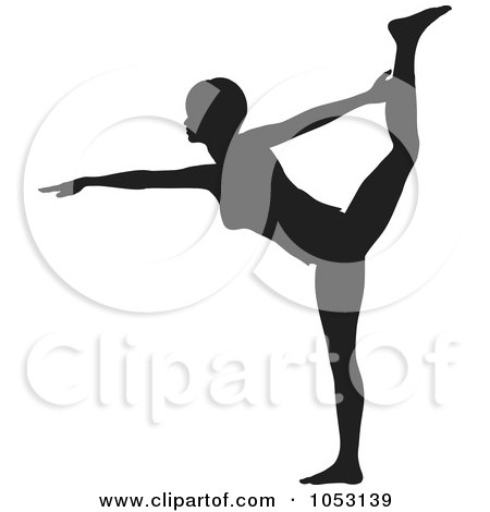 Royalty-Free Vector Clip Art Illustration of a Black Silhouetted Yoga Pose Woman - 10 by KJ Pargeter