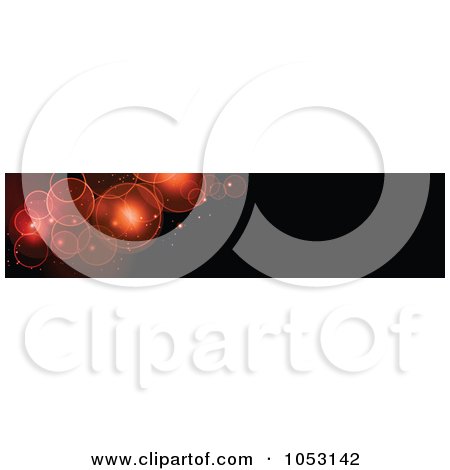 Royalty-Free Vector Clip Art Illustration of a Black Website Banner With Orange And Red Bokeh Lights by KJ Pargeter