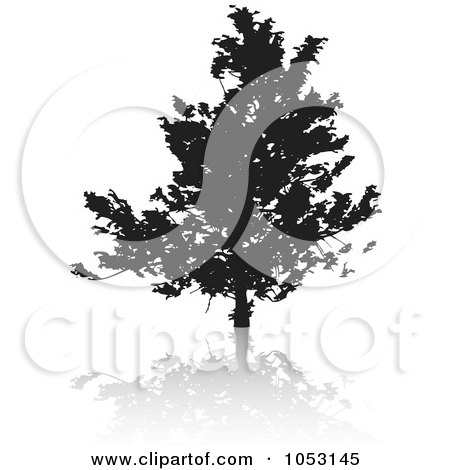 Royalty-Free Vector Clip Art Illustration of a Black Tree Silhouette And Reflection - 6 by KJ Pargeter