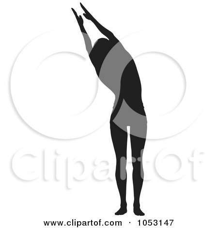 Royalty-Free Vector Clip Art Illustration of a Black Silhouetted Yoga Pose Woman - 9 by KJ Pargeter