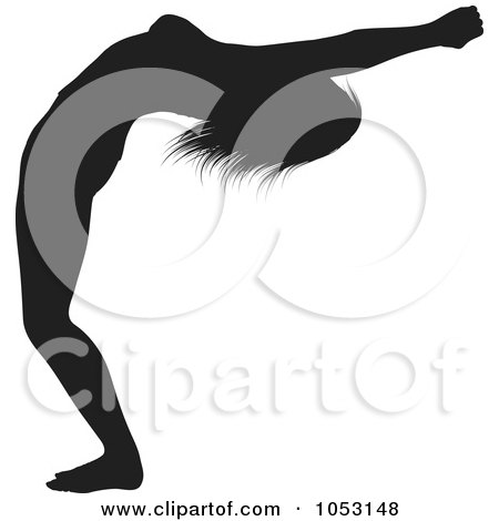 Royalty-Free Vector Clip Art Illustration of a Black Silhouetted Yoga Pose Woman - 6 by KJ Pargeter