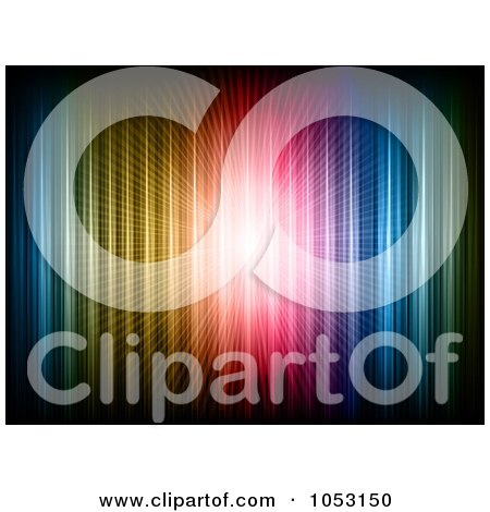 Royalty-Free Vector Clip Art Illustration of a Background Of Colorful Lines And Bright Shining Rays by KJ Pargeter