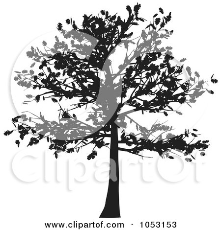 Royalty-Free Vector Clip Art Illustration of a Black Tree Silhouette - 1 by KJ Pargeter