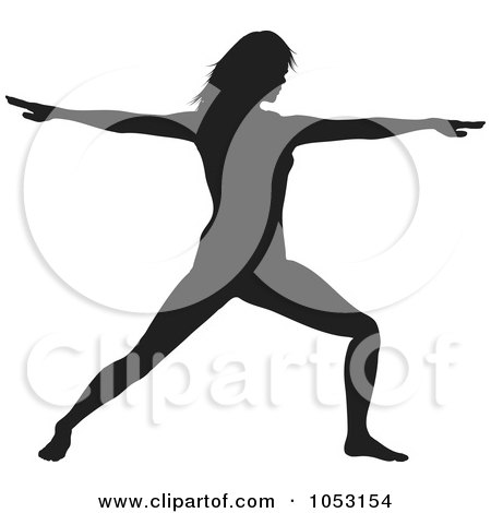 Royalty-Free Vector Clip Art Illustration of a Black Silhouetted Yoga Pose Woman - 4 by KJ Pargeter