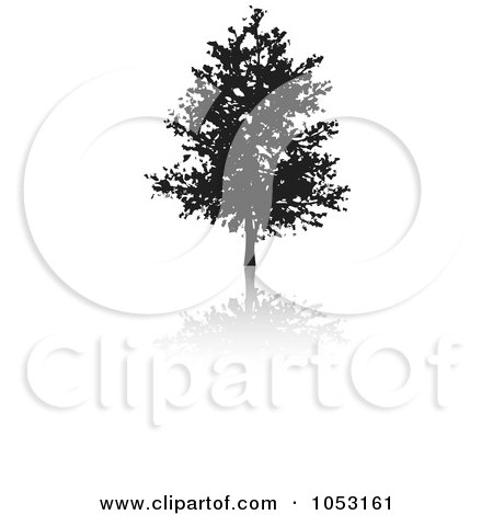 Royalty-Free Vector Clip Art Illustration of a Black Tree Silhouette And Reflection - 3 by KJ Pargeter