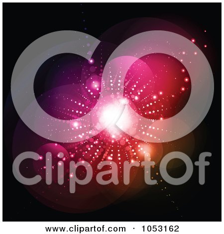 Royalty-Free Vector Clipart Illustration of a Background Of Glowing Pink And Orange Lights On Black by KJ Pargeter