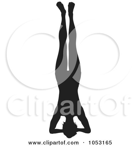 Royalty-Free Vector Clip Art Illustration of a Black Silhouetted Yoga Pose Woman - 8 by KJ Pargeter