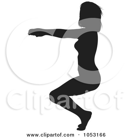 Royalty-Free Vector Clip Art Illustration of a Black Silhouetted Yoga Pose Woman - 2 by KJ Pargeter