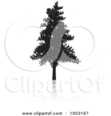 Royalty-Free Vector Clip Art Illustration of a Black Tree Silhouette And Reflection - 4 by KJ Pargeter