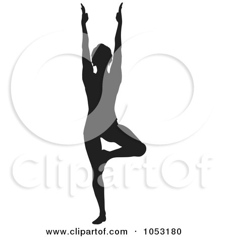 Royalty-Free Vector Clip Art Illustration of a Black Silhouetted Yoga Pose Woman - 11 by KJ Pargeter