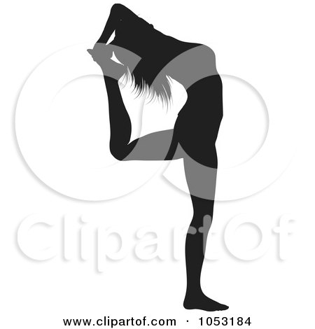 Royalty-Free Vector Clip Art Illustration of a Black Silhouetted Yoga Pose Woman - 7 by KJ Pargeter