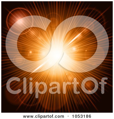 Royalty-Free Vector Clip Art Illustration of a Orange Burst Background With Flares by KJ Pargeter
