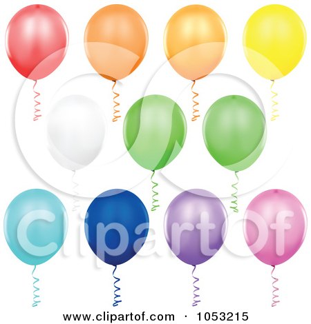 Royalty-Free Vector Clip Art Illustration of a Digital Collage Of 11 Colorful Party Balloons by dero