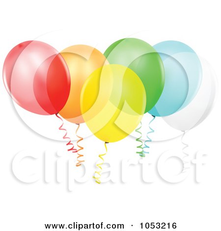 Royalty-Free Vector Clip Art Illustration of a Bundle Of Transparent Colorful Party Balloons by dero