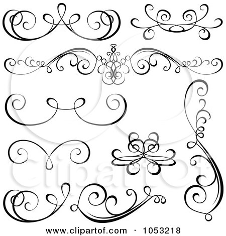 Royalty-Free Vector Clip Art Illustration of a Digital Collage Of Black And White Ornate Calligraphic Design Elements - 2 by dero