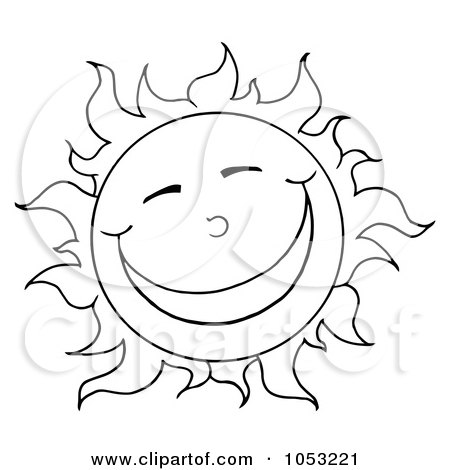 Royalty-Free Vector Clip Art Illustration of an Outlined Sun Smiling by Hit Toon