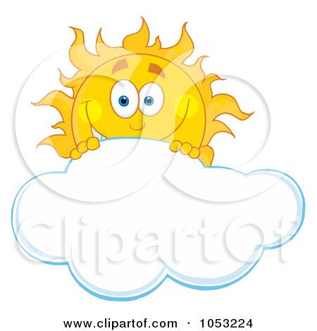 Royalty-Free Vector Clip Art Illustration of a Happy Sun Looking Over A Cloud by Hit Toon