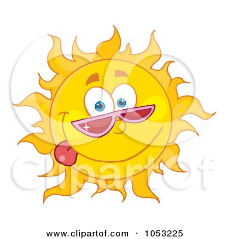 Royalty-Free Vector Clip Art Illustration of a Goofy Sun Wearing Shades And Sticking His Tongue Out by Hit Toon