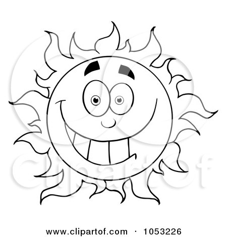 Royalty-Free Vector Clip Art Illustration of an Outlined Grinning Sun by Hit Toon