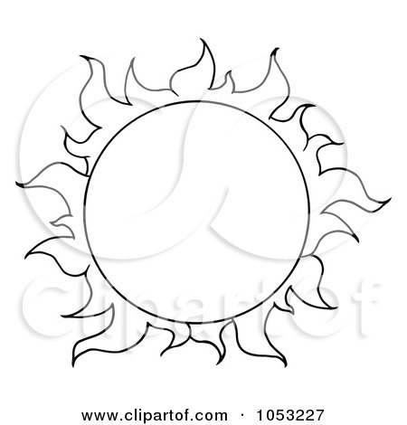 Royalty-Free Vector Clip Art Illustration of an Outline Of A Full Summer Sun by Hit Toon