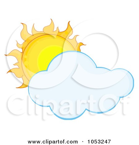 Royalty-Free Vector Clip Art Illustration of a Full Sun Behind A Cloud by Hit Toon