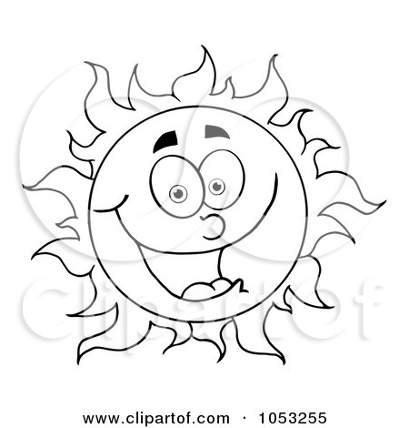 Royalty-Free Vector Clip Art Illustration of an Outline Of A Happy Sun by Hit Toon