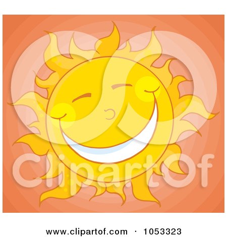 Royalty-Free Vector Clip Art Illustration of a Happy Sun In An Orange Sky by Hit Toon