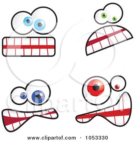 Royalty-Free Vector Clip Art Illustration of a Digital Collage Of Funny Cartoon Faces - 1 by Prawny