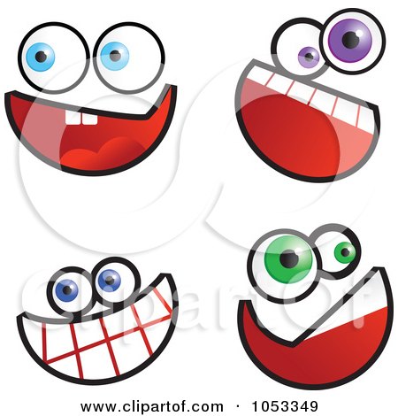 Royalty-Free Vector Clip Art Illustration of a Digital Collage Of Funny Cartoon Faces - 6 by Prawny