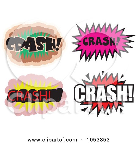Royalty-Free Vector Clip Art Illustration of a Digital Collage Of Crash Comic Bursts by Prawny