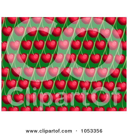 Royalty-Free Clip Art Illustration of a Background Pattern Of Cherries On Green by Prawny