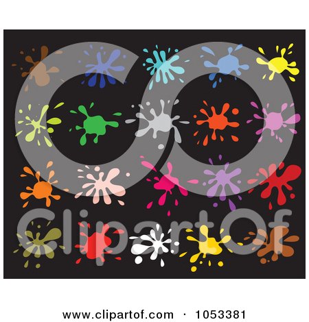 Royalty-Free Vector Clip Art Illustration of a Collage Of Colorful Splatters On Black by Prawny