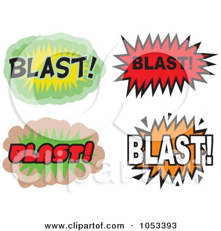 Royalty-Free Vector Clip Art Illustration of a Digital Collage Of Blast Comic Bursts by Prawny
