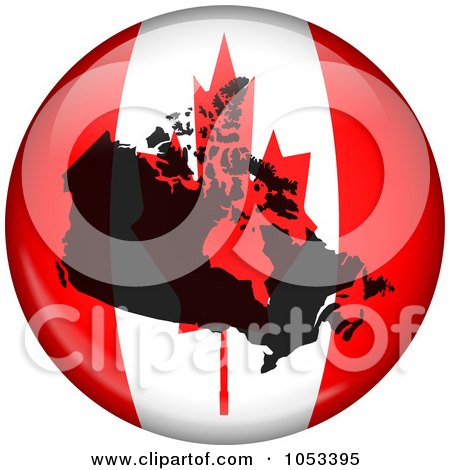 Royalty-Free Clip Art Illustration of a Canadian Flag Globe With A Silhouette Of Canada by Prawny