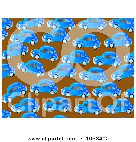 Royalty-Free Clip Art Illustration of a Background Pattern Of Blue Cars by Prawny