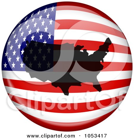 Royalty-Free Clip Art Illustration of an American Flag Globe With A Silhouette Of The USA by Prawny