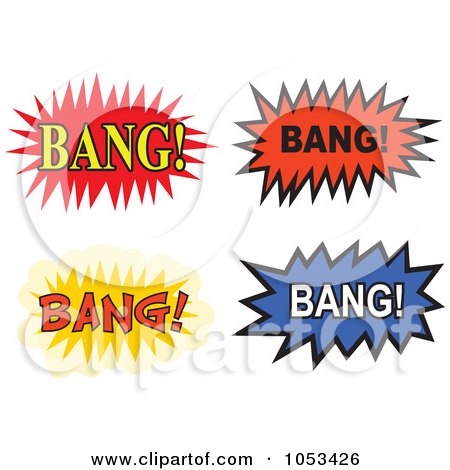 Royalty-Free Vector Clip Art Illustration of a Digital Collage Of Bang Comic Bursts by Prawny