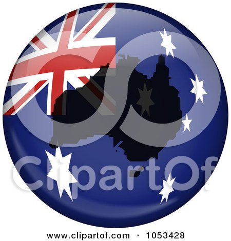 Royalty-Free Clip Art Illustration of an Australian Flag Globe With A Silhouette Of Australia by Prawny