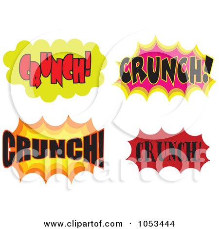 Royalty-Free Vector Clip Art Illustration of a Digital Collage Of Crunch Comic Bursts by Prawny