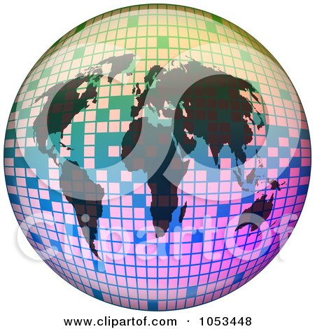 Royalty-Free Clipart Illustration of Continents On A Pixel Globe by Prawny