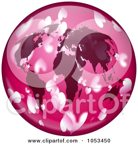 Royalty-Free Clip Art Illustration of a Pink World Globe With Hearts by Prawny