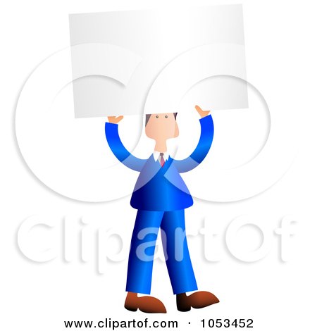 Royalty-Free Clip Art Illustration of a Businessman Holding Up A Blank Sign by Prawny