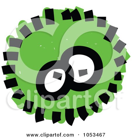 Royalty-Free Vector Clip Art Illustration of a Fluffy Green Germ by Prawny