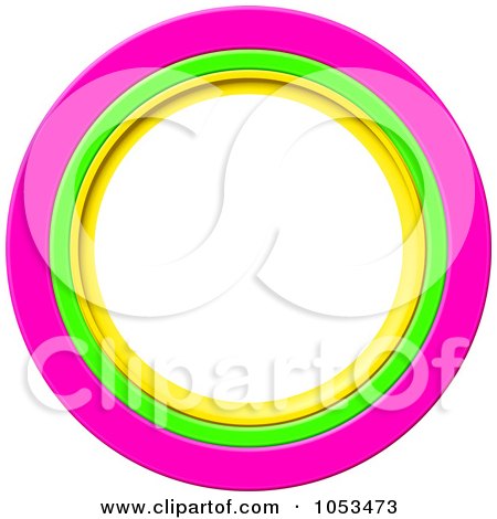 Royalty-Free Clip Art Illustration of a Round Pink, Green And Yellow Circle Frame by Prawny