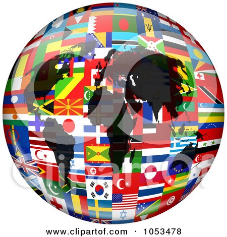 Royalty-Free Clip Art Illustration of Continents On A Flag Globe by Prawny