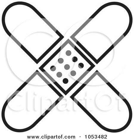 Royalty-Free Vector Clip Art Illustration of a Black And White Bandage Cross by Prawny