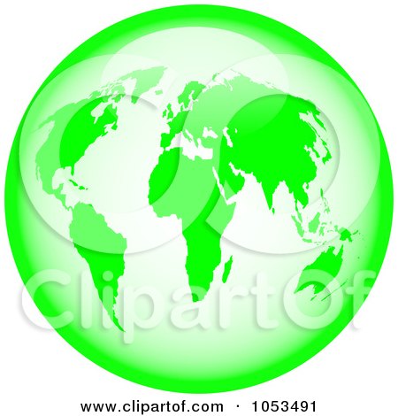 Royalty-Free Clip Art Illustration of a Shiny Lime Green World Globe by Prawny