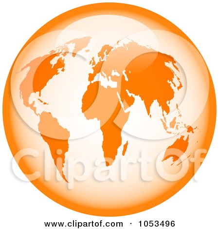 Royalty-Free Clip Art Illustration of a Shiny Orange World Globe by Prawny