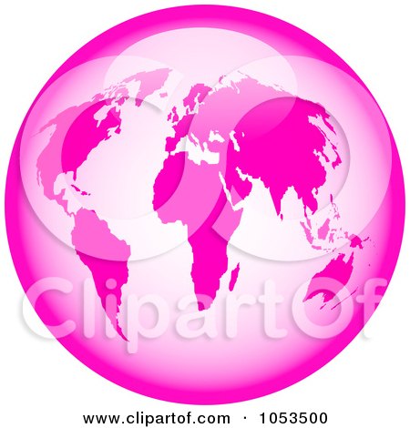 Royalty-Free Clip Art Illustration of a Shiny Pink World Globe by Prawny