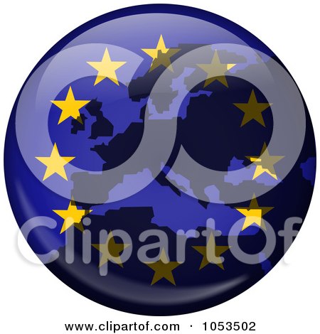 Royalty-Free Clip Art Illustration of a European Flag Globe With A Silhouette Of Europe by Prawny